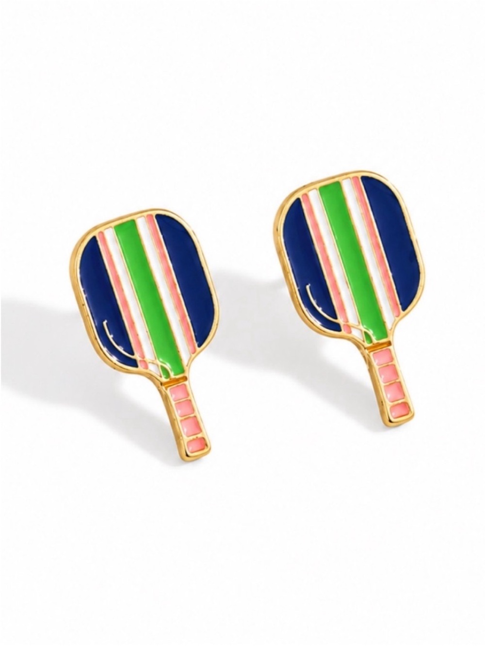 New! Preppy Striped Pickleball Post Earrings NWOT 2012